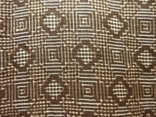 JAPANESE KIMONO / ANTIQUE KIMONO / SILK / DORO OSHIMA TSUMUGI / WOVEN DIAGONAL GRID